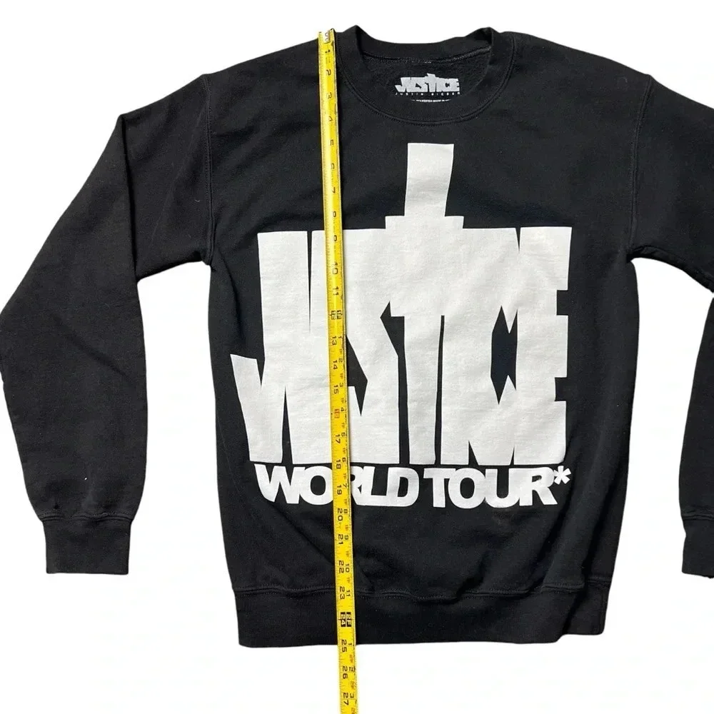 Justin Bieber Sweatshirt Men’s S Black Pullover Crew Neck Sweater Justice Tour